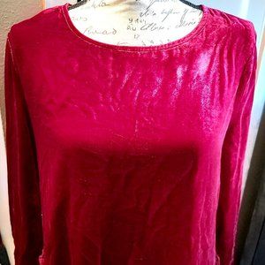 SUNDANCE Women’s Size Medium Crimson Deep Red Velvet Peplum Holiday Work Classic